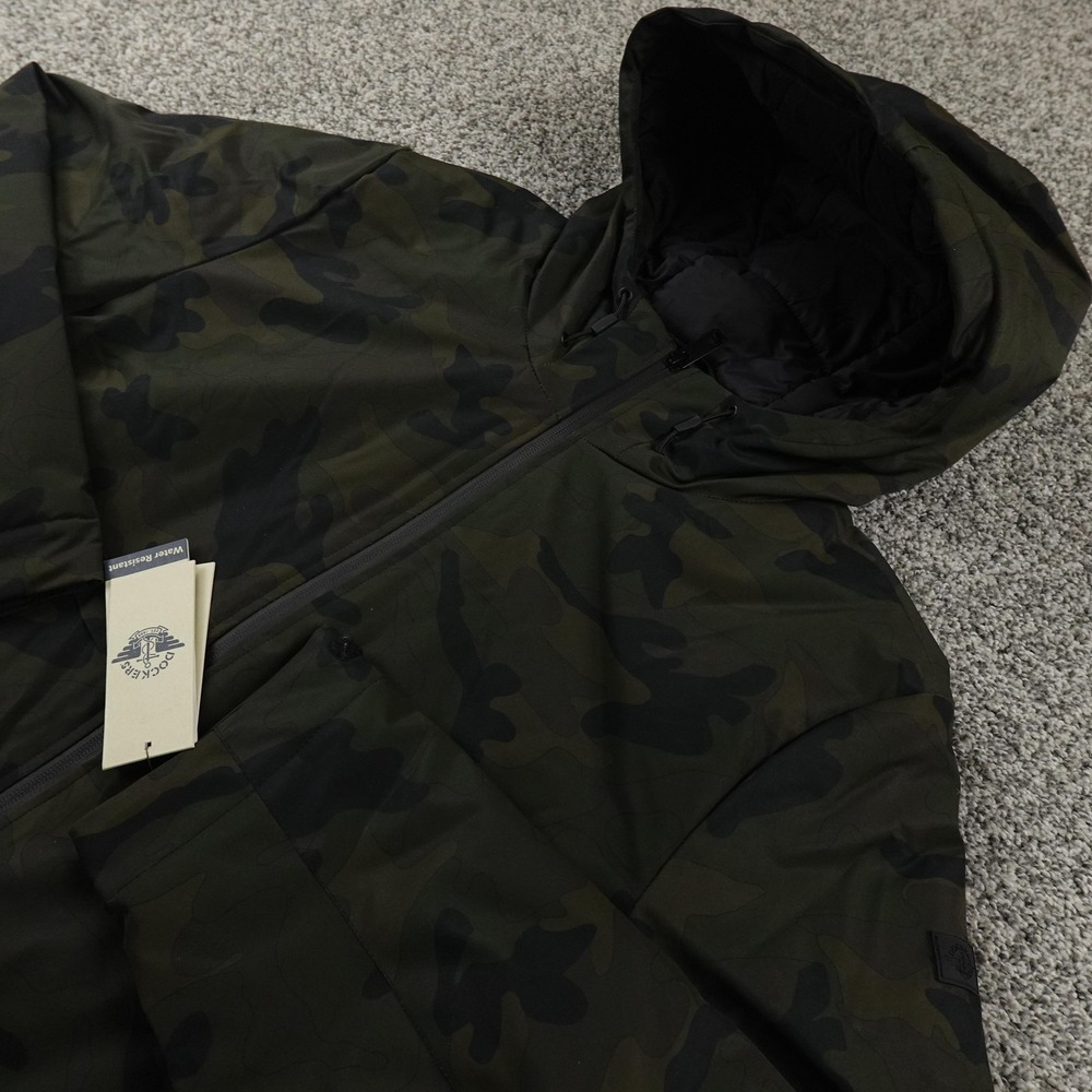 NEW Dockers Jacket Mens M Green Camo Hooded Puffer Insulated Windbreaker Coat